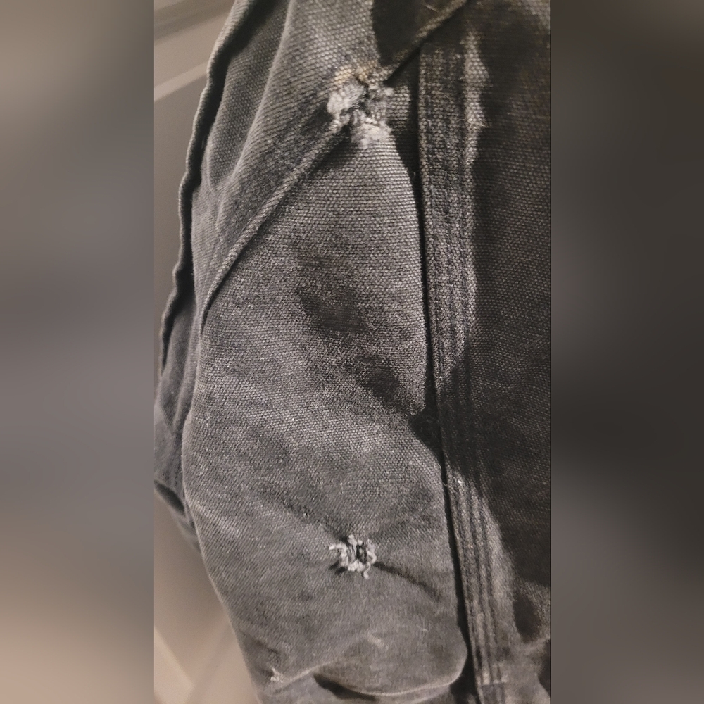 Carhartt ***WORK JACKET-HAS SOME HOLES*** Gray-Brown Lined Canvas Work Jacket - Picture 9 of 13